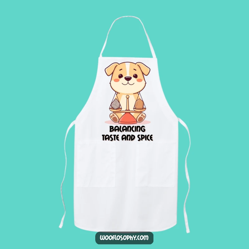 Funny Dog Apron - Chef Pup Weighing Ingredients - Kitchen Balance Gift