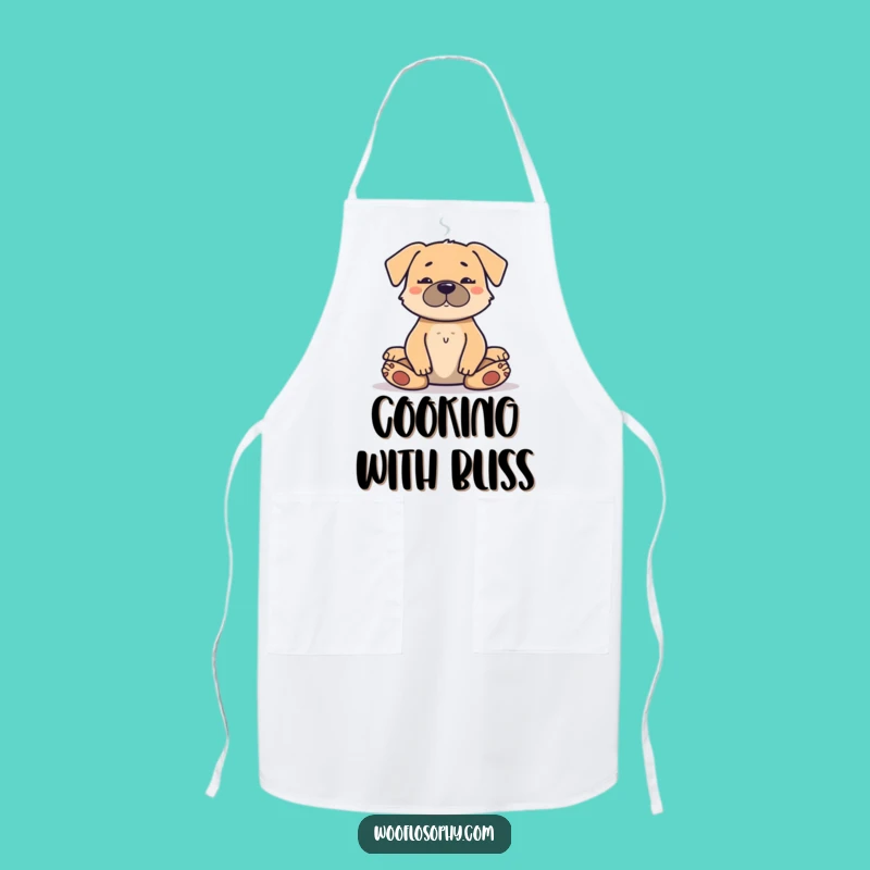 Funny Meditation Dog Apron - Serene Pup's Spiritual Smoke Break, Kitchen Gift