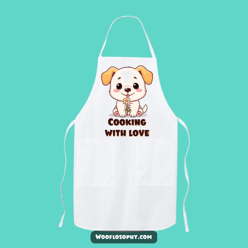 Funny Dog Flower Offering Apron - Sweet Kitchen Gift for Dog Lovers