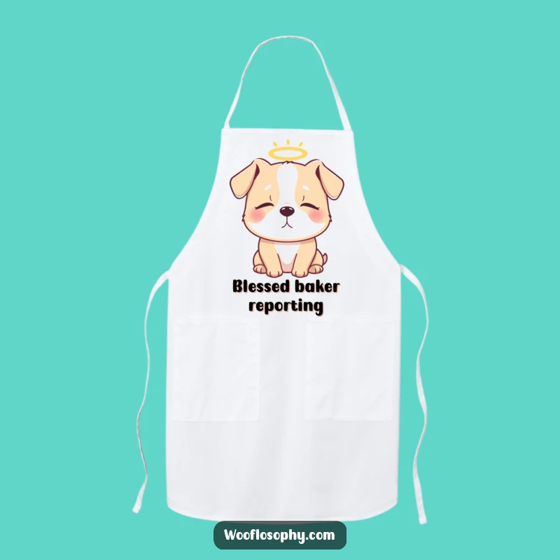 Funny Angel Dog Halo Apron: Cook Like an Angel