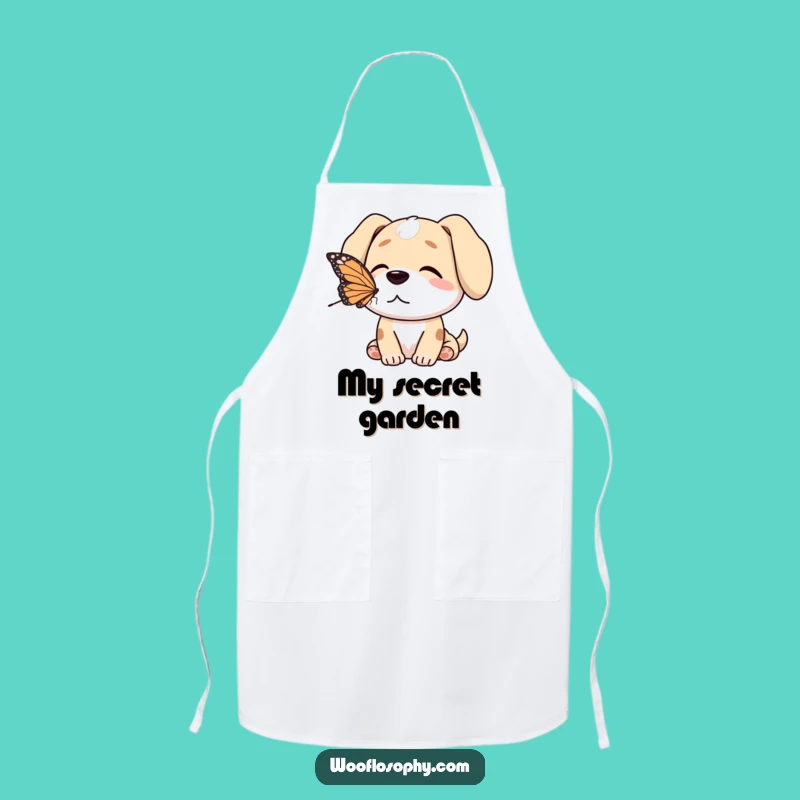 Funny Dog Butterfly Garden Apron - Hilarious Chef's Peaceful Moment Gift