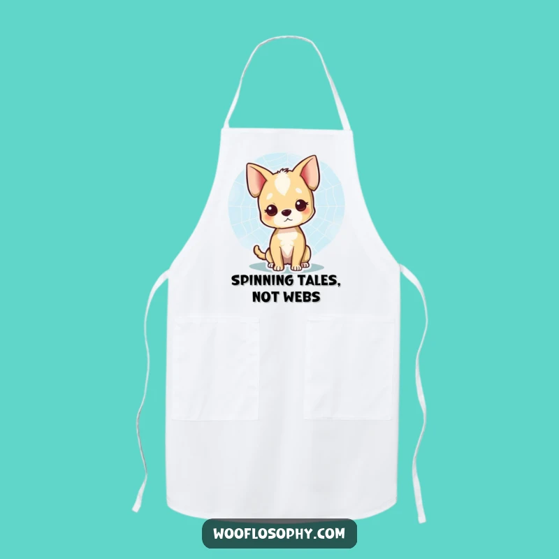Funny Dog Web Weaver Apron: Kitchen Admire of Nature's Art, Unique Funny Gift