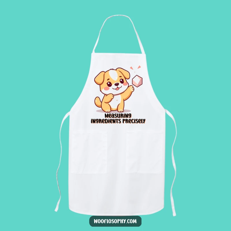 Funny Kawaii Dog Apron: Chef pup's geometric study wear, a playful and funny gift for cooks.