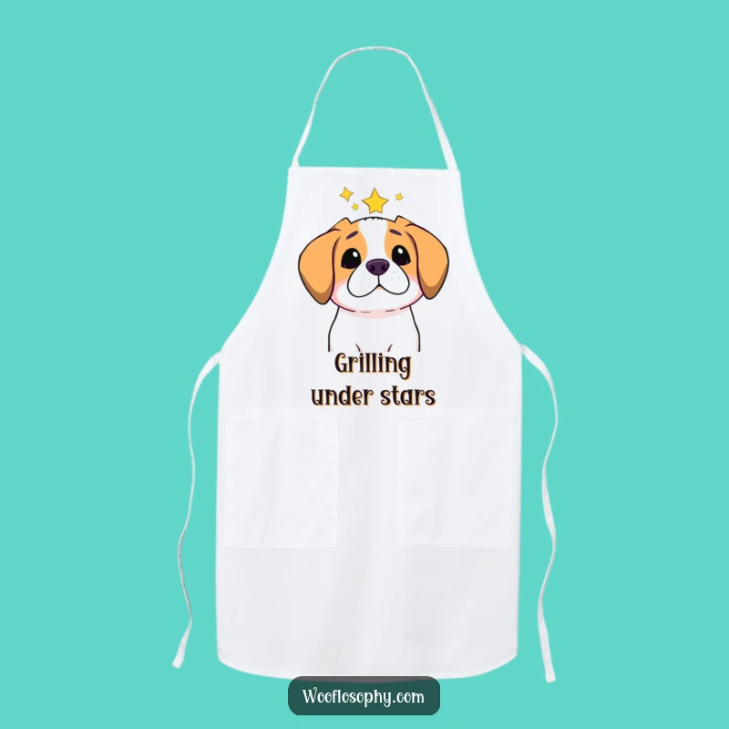Funny Star Gazer Dog Apron - Pondering Pup's Cosmic Thoughts, Kitchen Gift