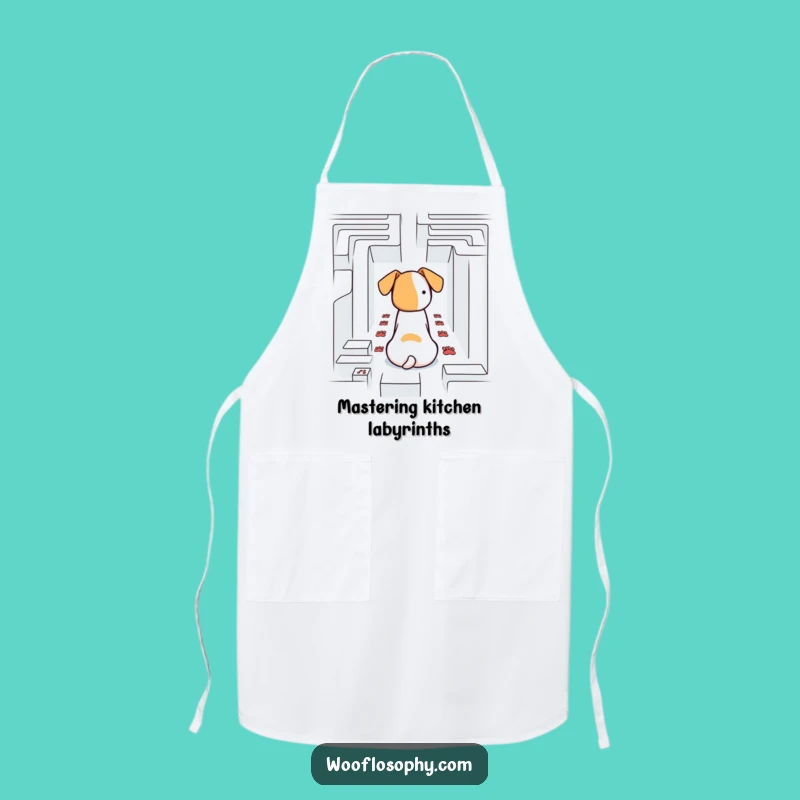 Funny Dog Apron - Chef Pup Navigating Recipes - Kitchen Maze Gift