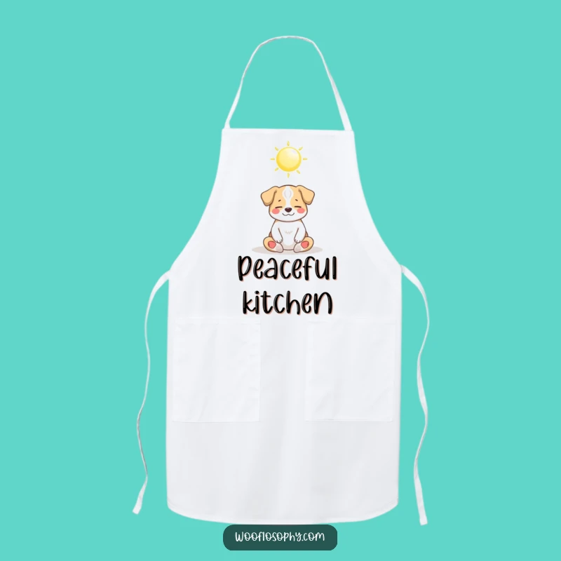 Funny Dog Zen Apron: Peaceful Meditating Pup Sun Gift