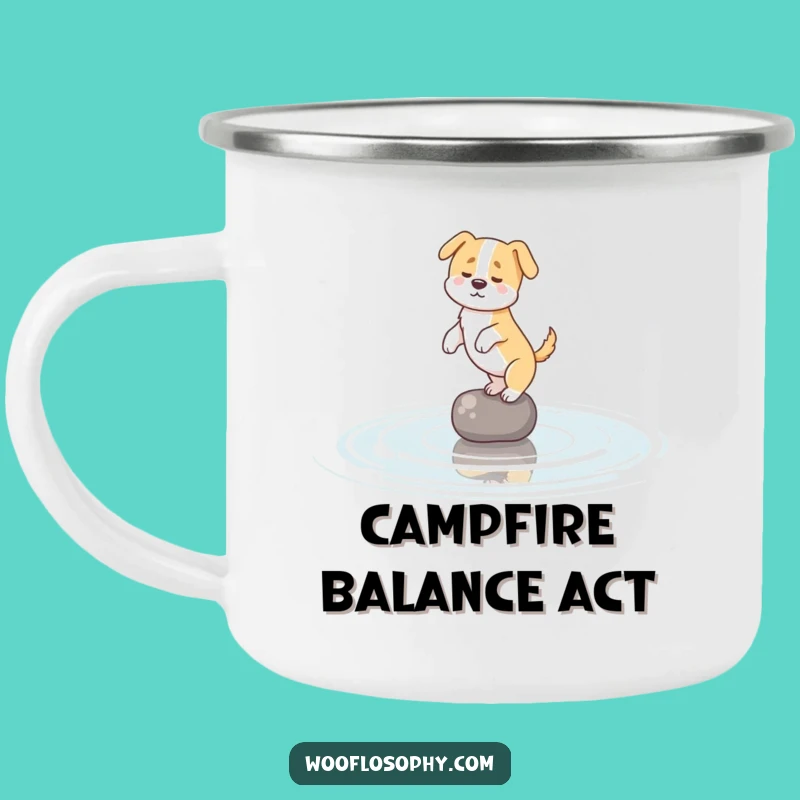 Funny Dog Pond Balance Camping Mug: Hilarious Hydration for Outdoor Fun