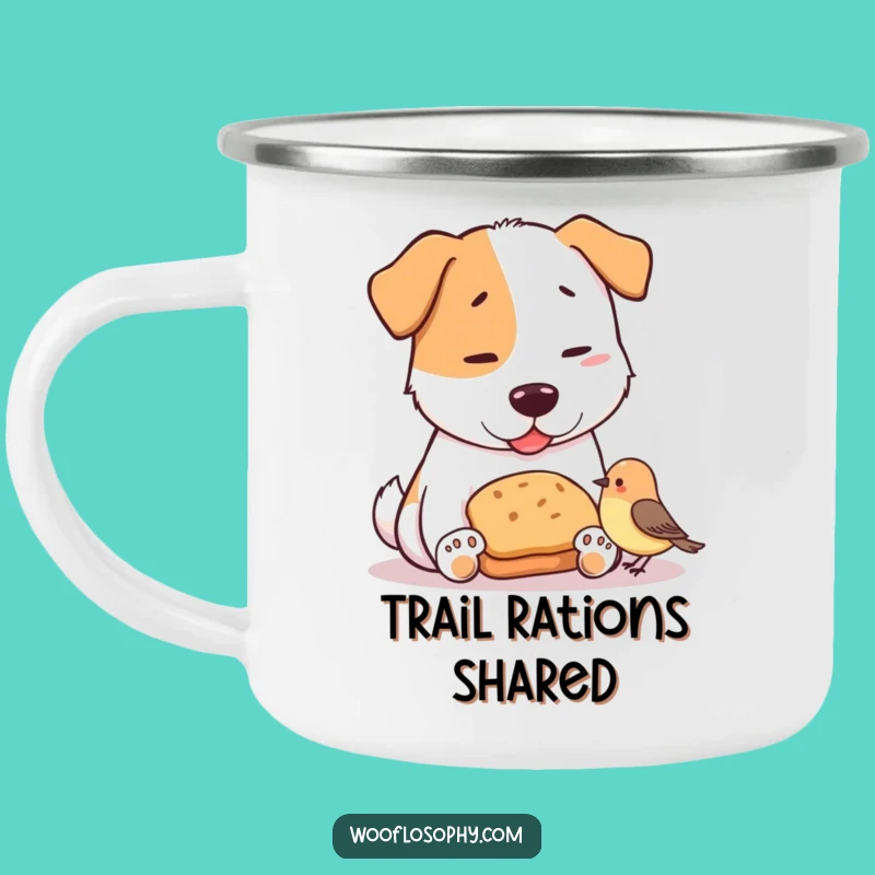 Funny Dog & Bird Bread Sharing Camping Mug: Adventure Fuel with Hilarious Style