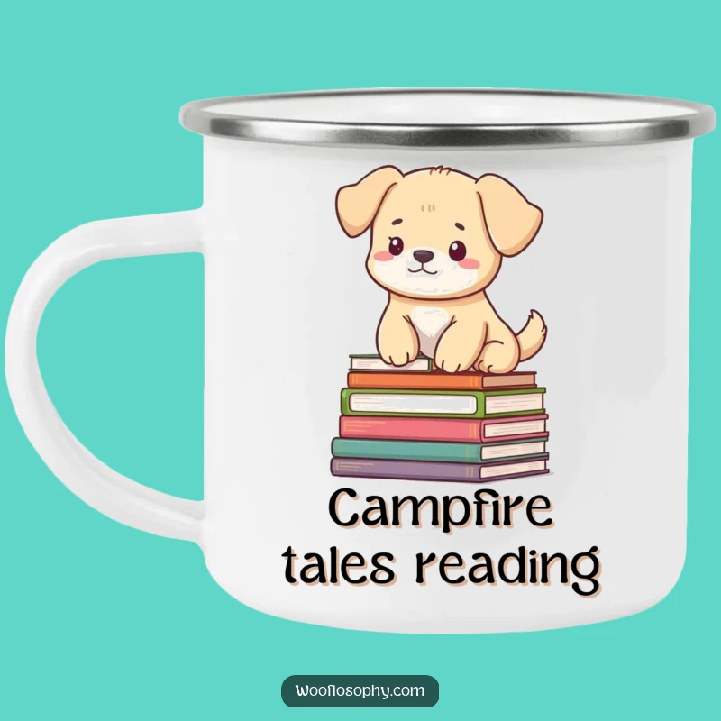 Funny Dog Book Throne Campfire Mug: Outdoor Serenity, Perfect Gift!