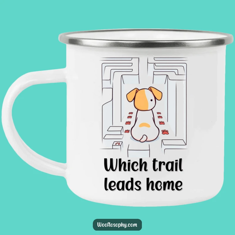 Funny Dog Camping Mug - Puzzled Pup Maze Explorer - Adventure Gift
