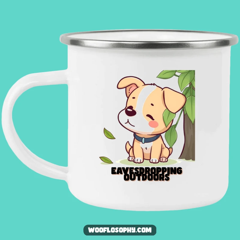 Funny Dog Leaf Listening Camping Mug - Nature's Calm for Outdoors