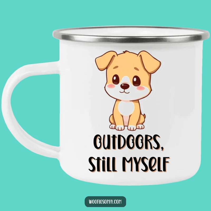 Funny Dog Pondering Camping Mug: Outdoor Adventures & Canine Thoughts, Rustic Funny Gift