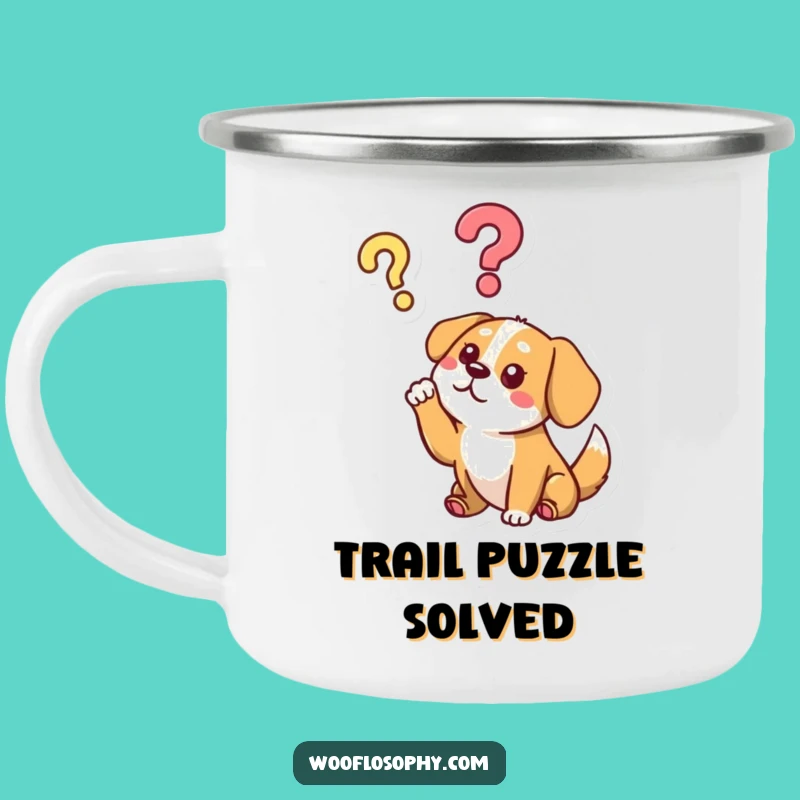 Funny Dog Question Mark Camping Mug - Outdoor Canine Pondering Humor