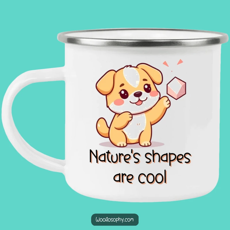 Funny Kawaii Dog Camping Mug: Explorer pup enamel cup, a durable and funny gift for adventurers.