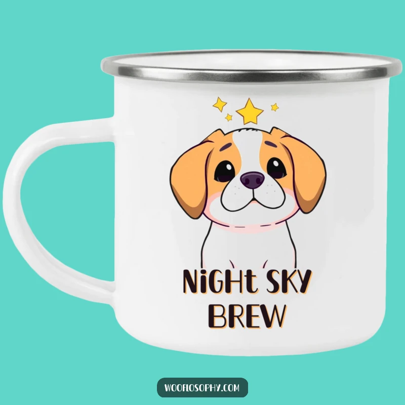 Funny Star Gazer Dog Camping Mug - Pondering Pup's Cosmic Thoughts, Outdoor Gift