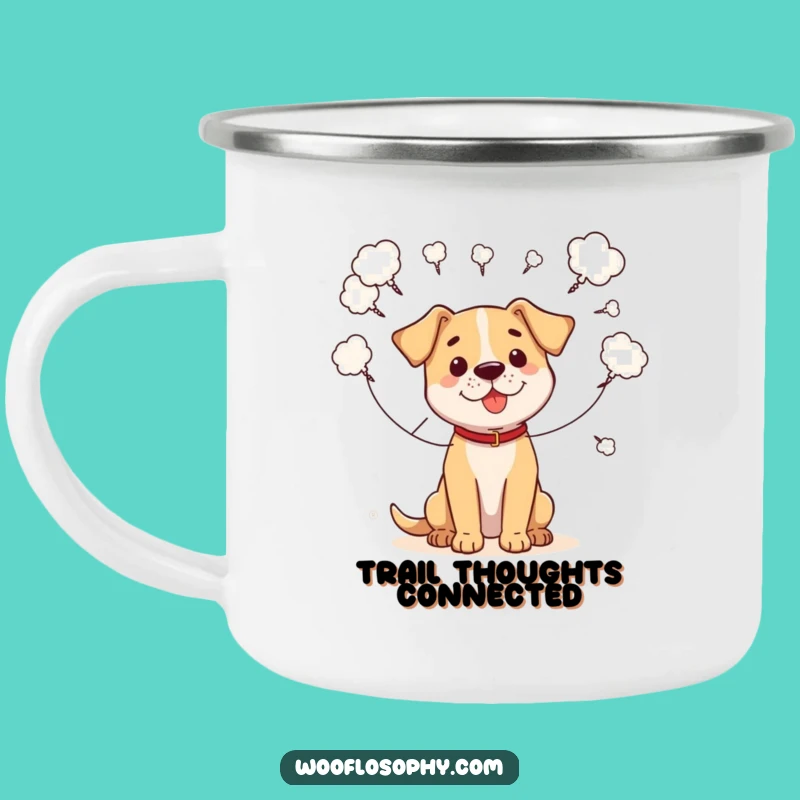 Funny 'Trail Thoughts' Dog Camping Mug - Outdoor Brainstorming Humor Gift!