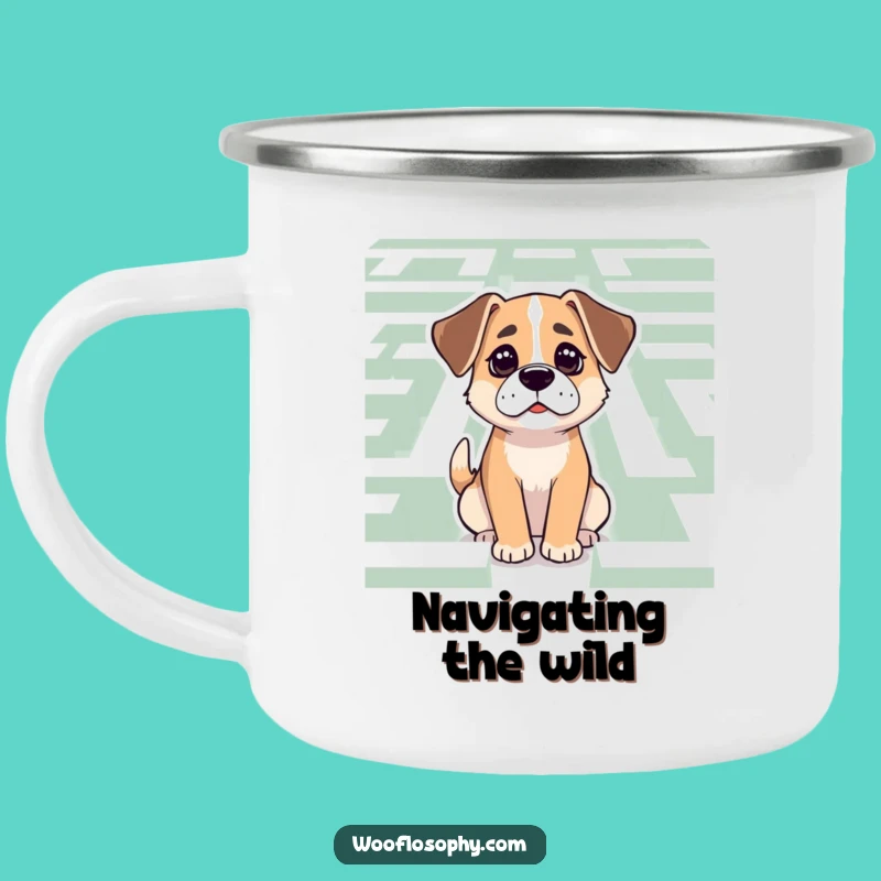 Funny Dog Maze Solver Camping Mug: Determined Pup's Trail Guide, a Humorous Outdoor Companion