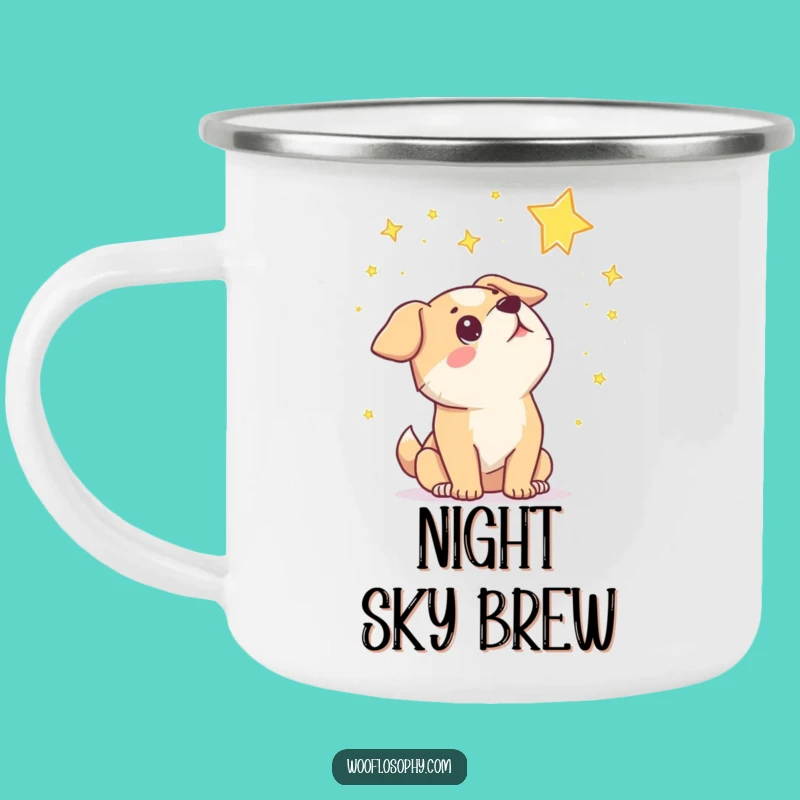 Funny Dog Stargazer Camping Mug: Wondering Pup Cosmic Gift