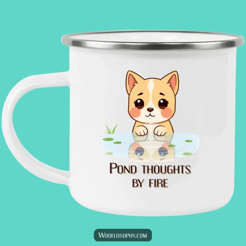 Funny Dog Reflective Pond Camping Mug - Contemplative Outdoor Companion