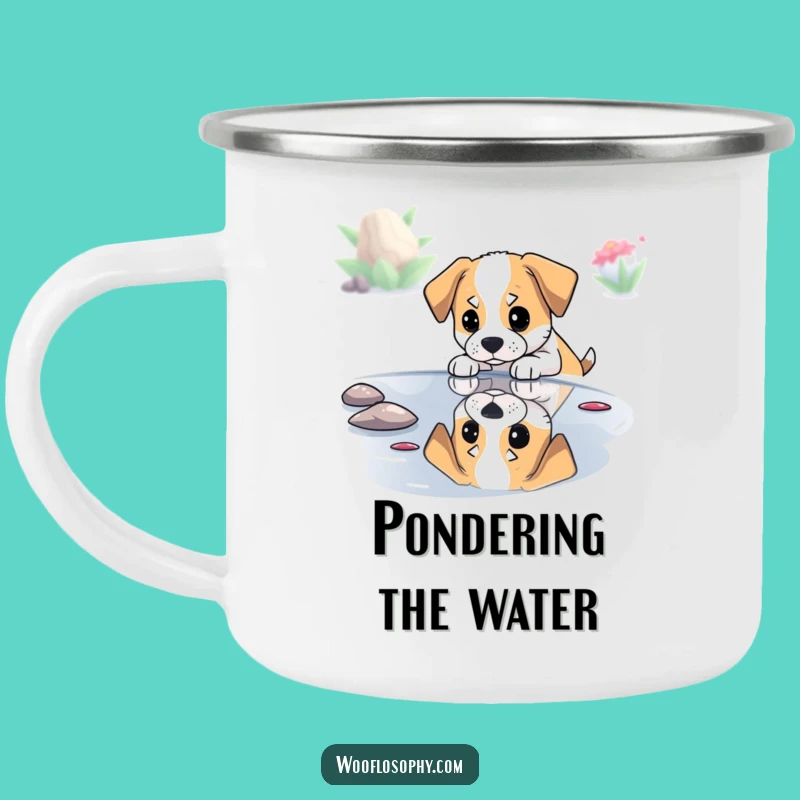Funny Pondering Dog Camping Mug - Reflect by the Firelight