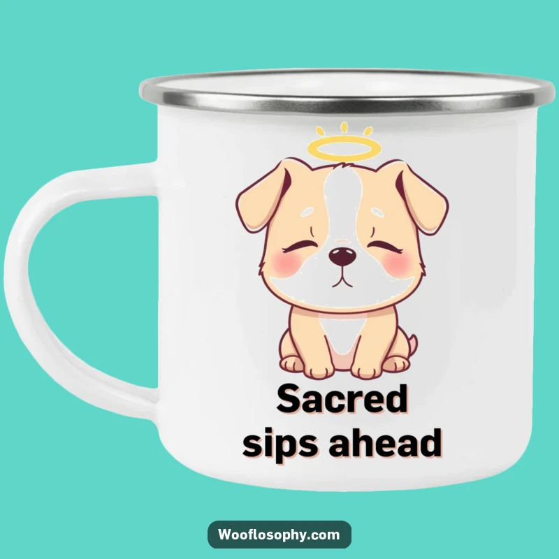 Funny Angel Dog Halo Camping Mug: Heaven in Every Sip