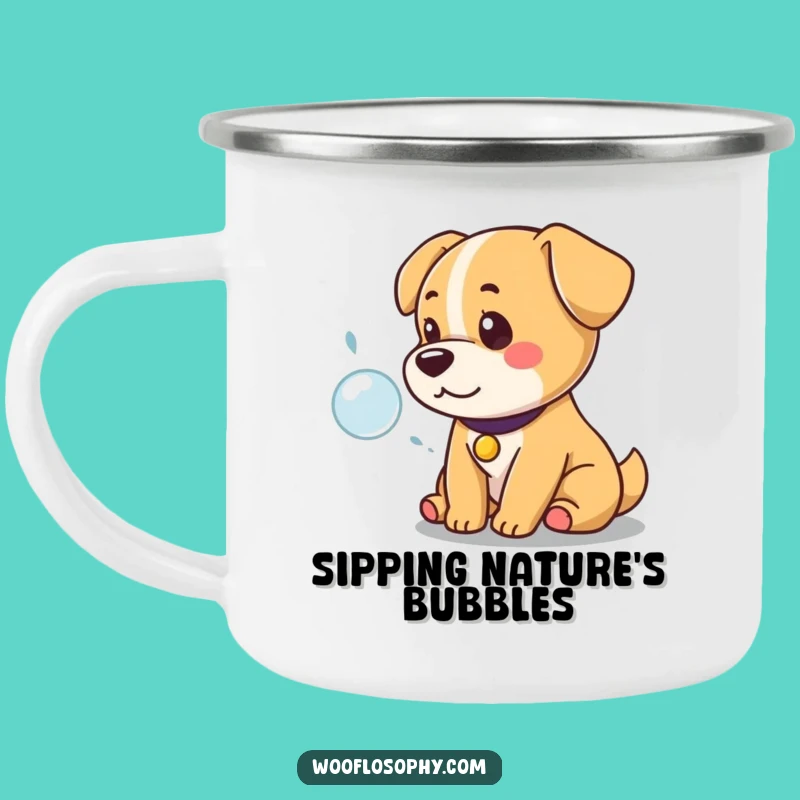 Funny Kawaii Dog Camping Mug: Regal Contemplation by the Fire, Hilarious Outdoor Gift
