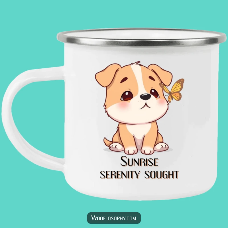 Funny Zen Dog Enamel Mug - Outdoor Peace Watcher Gift!