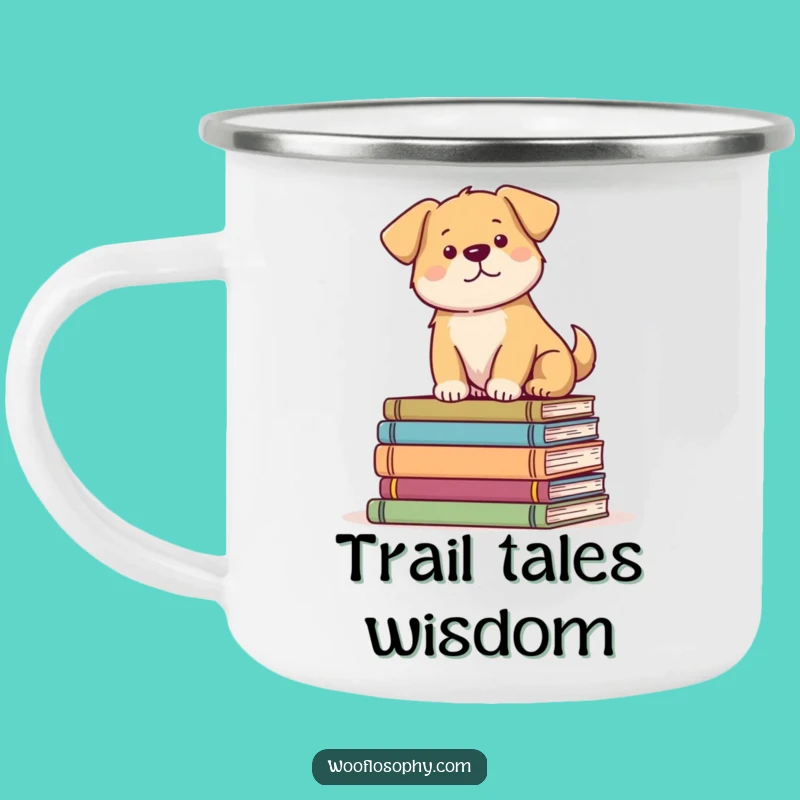 Funny Dog Bookworm Camping Mug: Serene Pup Scholar Gift