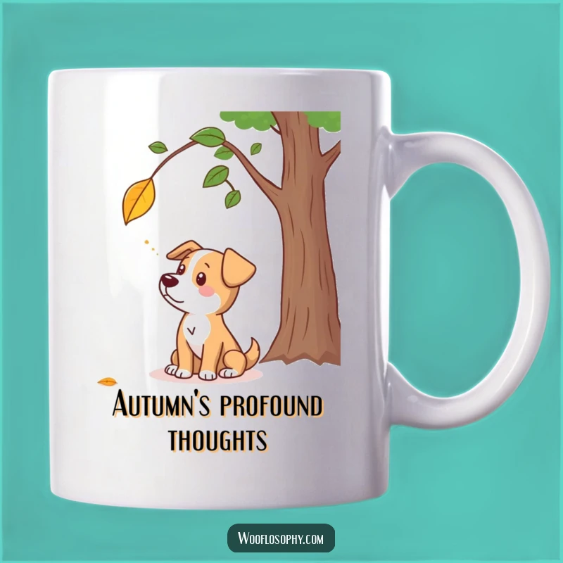 Funny Dog Leaf Fall Mug - A Thoughtful Canine's Autumn Humor Gift