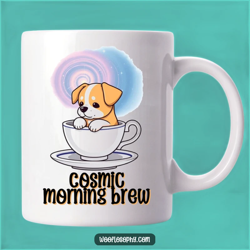 Funny Cosmic Dog Mug: Galactic Pooch Pondering Universe Gift