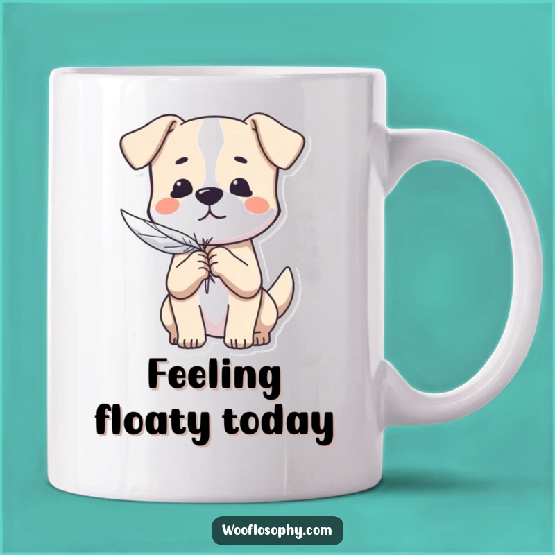 Funny Dog Feather Mug: Lighthearted Pup's Zen Moment, a Hilarious Gift for Free Spirits