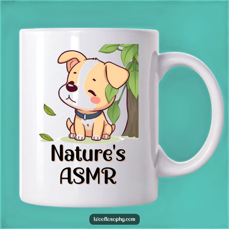 Funny Dog Leaf Listening Mug - Adorable Canine Zen Gift