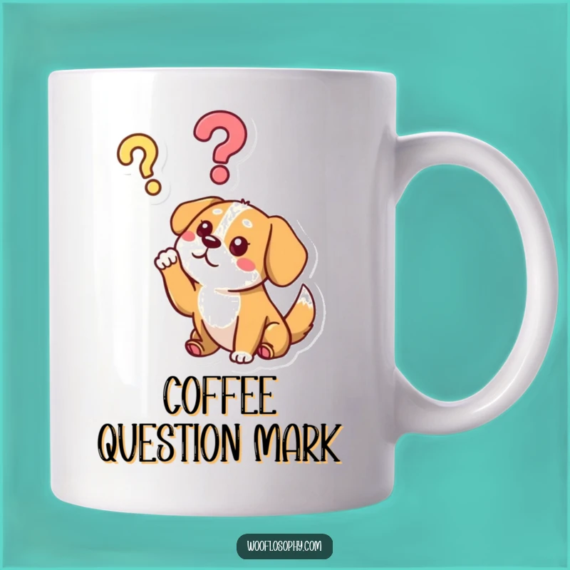 Funny Dog Question Mark Mug - Puzzled Canine Thought Humor Gift