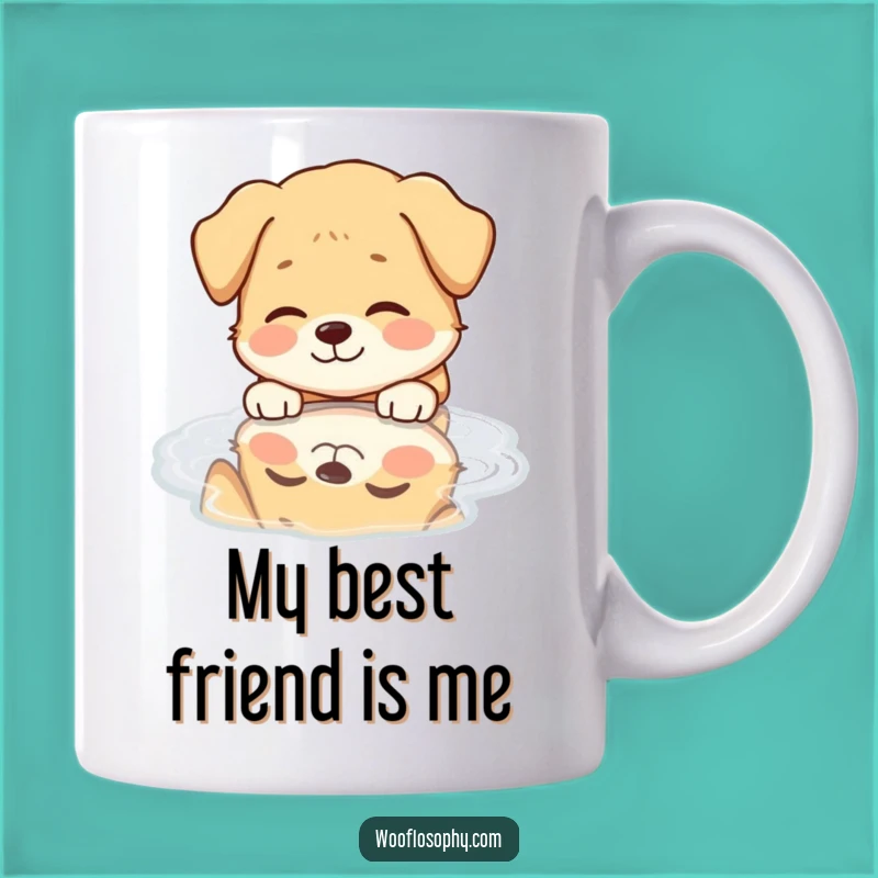 Funny Dog Reflection Mug: Serene Pup's Puddle Pal, a Hilarious Gift for Dog Lovers