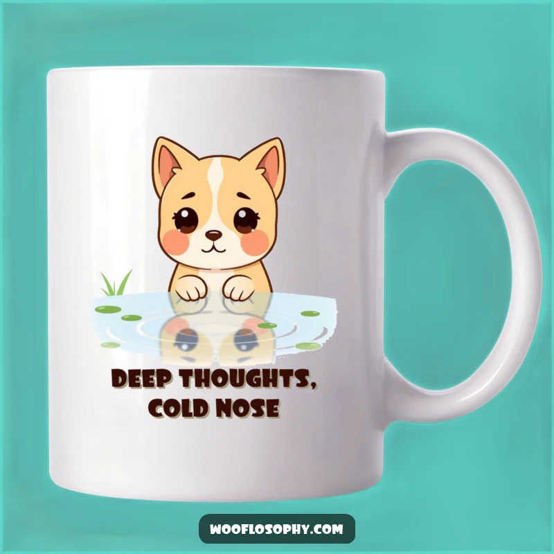 Funny Dog Reflective Pond Mug - Pensive Pooch Contemplation Gift