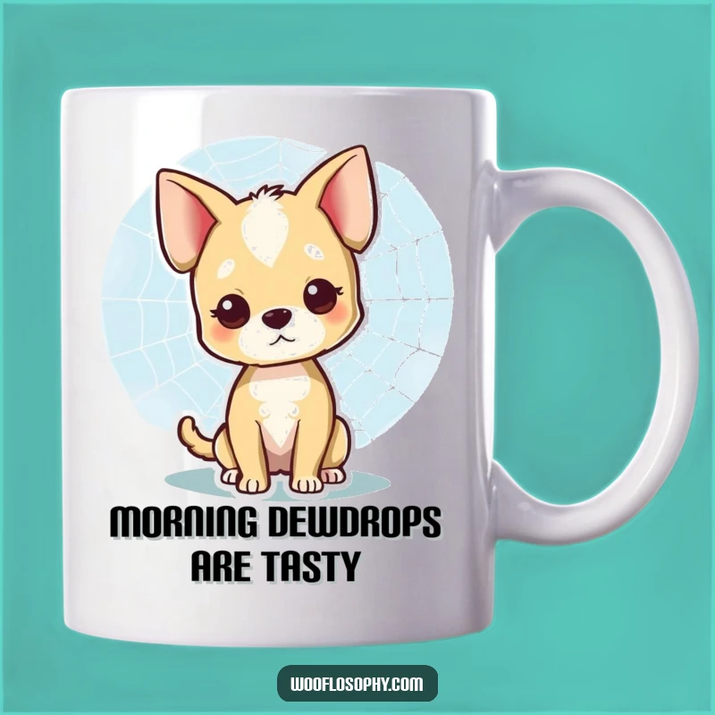 Funny Dog Spiderweb Admirer Mug: Gentle Smile, Nature's Art, Perfect Funny Gift