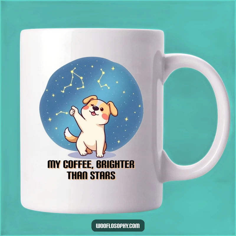 Funny Stargazer Dog Mug - Cosmic Pup Pointing Gift for Astronomy Lovers