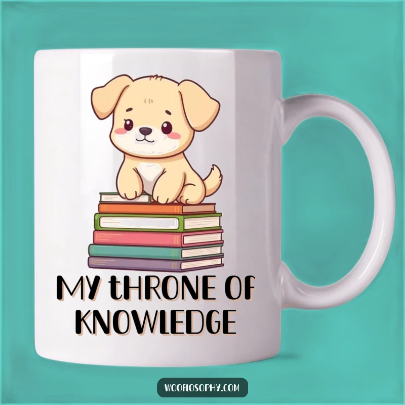 Funny Dog Book Throne Mug: Serene Pooch Scholar, Perfect Gift!
