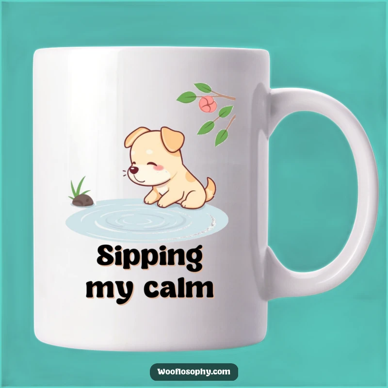 Funny Dog Pond Watcher Mug - Contented Sigh & Calm Water Gift Idea