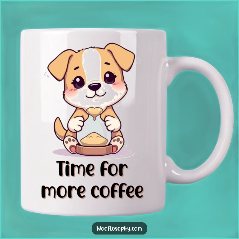 Funny Dog Hourglass Curious Mug - Time Flies Puppy Pondering Gift