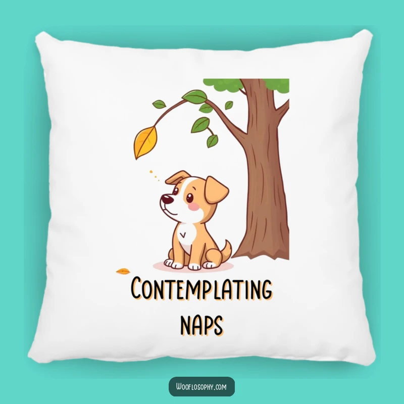 Funny Dog Leaf Meditations Pillow - Cozy Canine Autumn Humor Decor