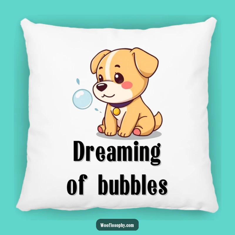 Funny Kawaii Dog Pillow: Regal Canine Pondering Bubble, Comfy Humor Decor Gift