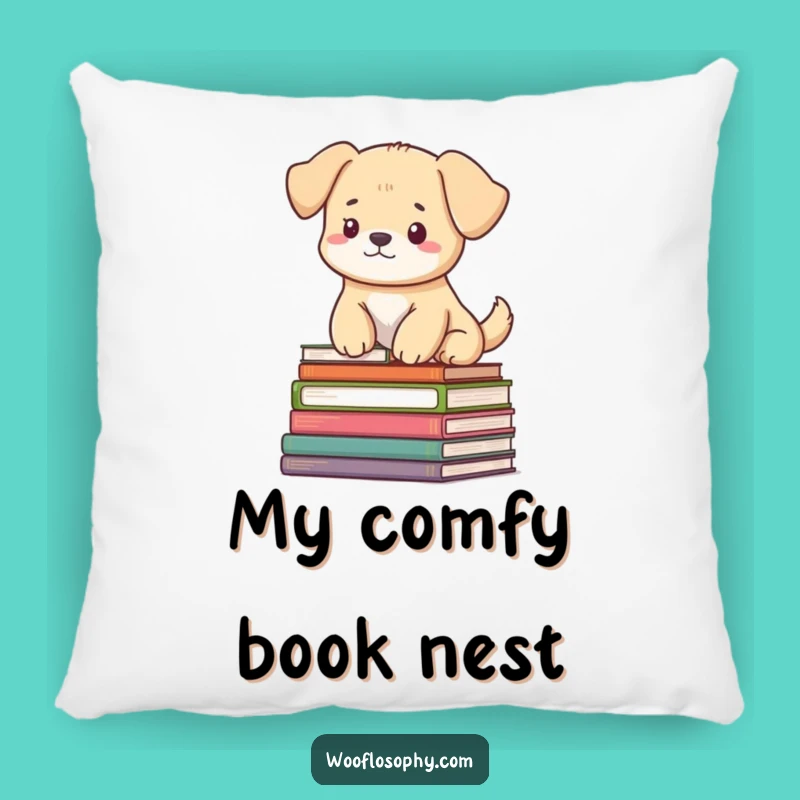 Funny Dog Book Throne Pillow: Cozy Serene Cushion, Great Gift!