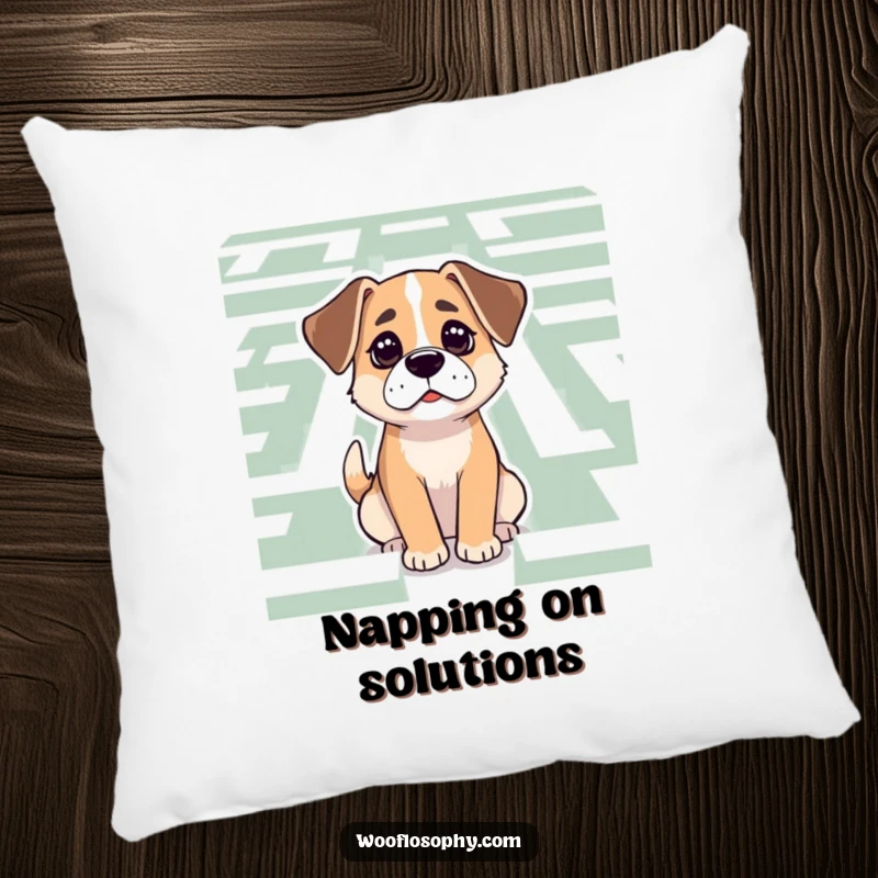 Funny Dog Pillow: A dog looking determinedly at a maze, suggesting focused thought and problem-solving.