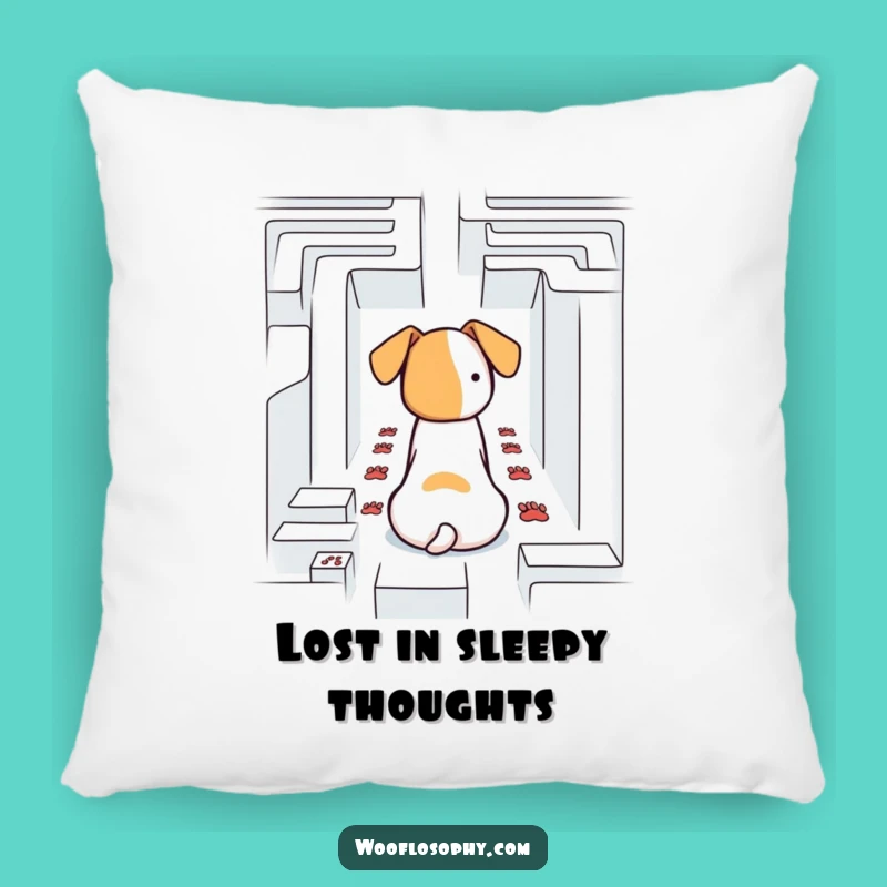 Funny Dog Pillow - Puzzled Maze Runner Pup - Cozy Comfort Gift