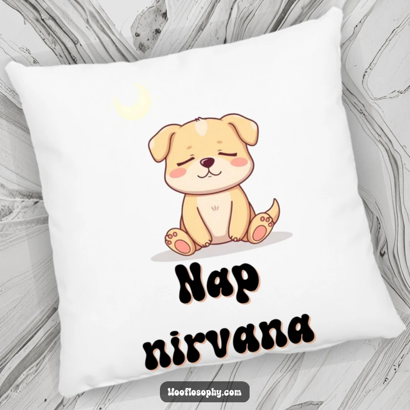 Funny dog in a meditative state under a sunbeam, a soft cushion for ultimate peace.