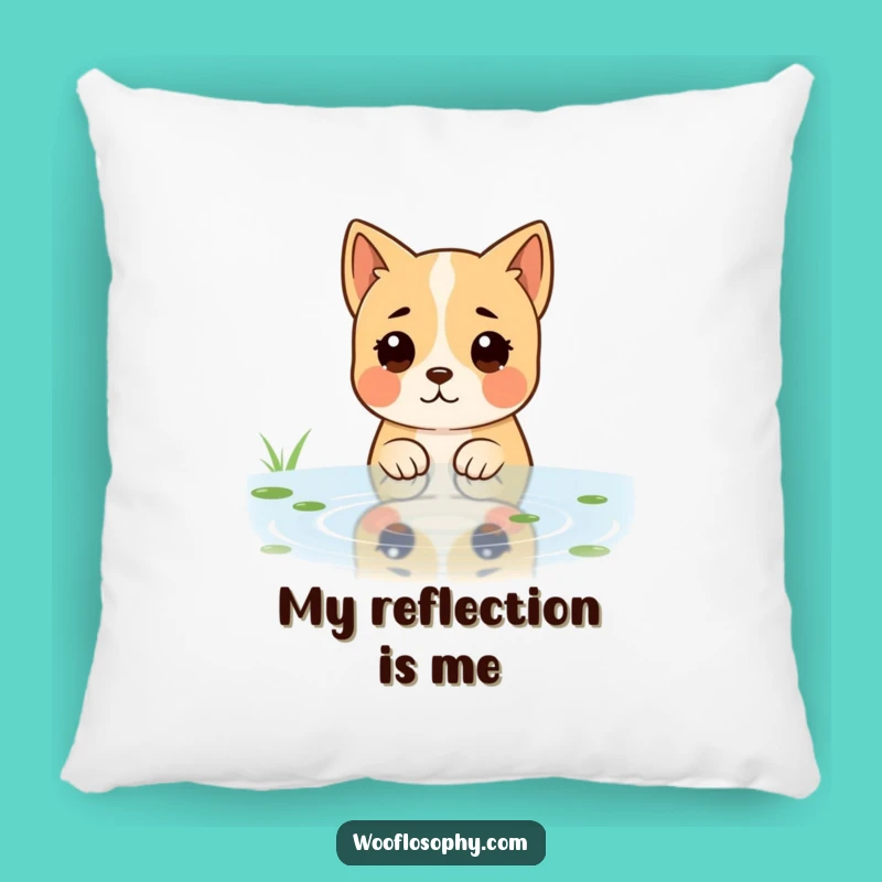 Funny Dog Reflective Pond Pillow - Cozy Accent for Thoughtful Spaces