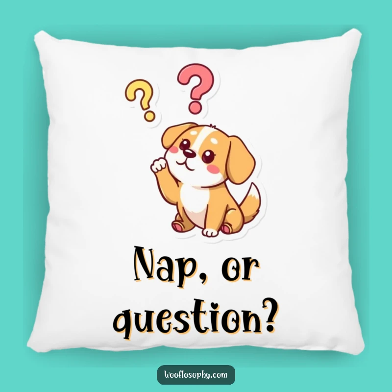 Funny Dog Question Mark Pillow - Cozy Canine Puzzled Humor Cushion