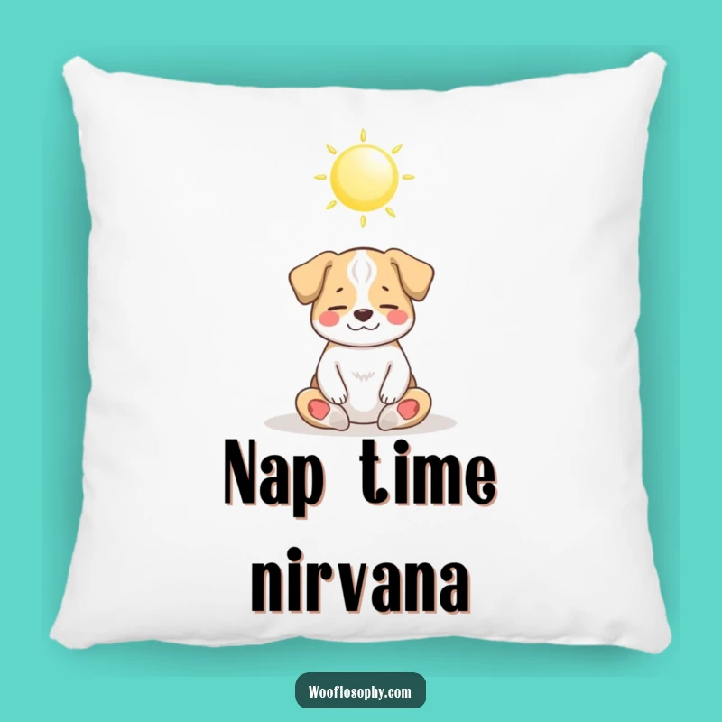 Funny Dog Zen Pillow: Cozy Meditating Pup Sun Decor