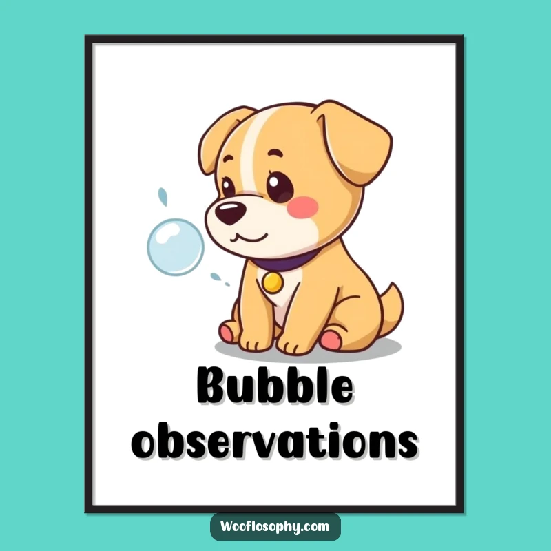 Funny Kawaii Dog Digital Print: Regal Canine Pondering Bubble, Instant Humor Decor